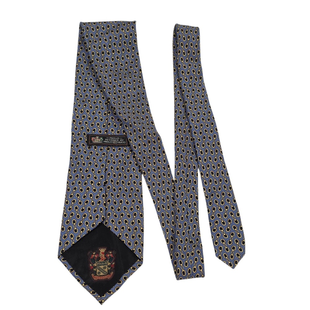 Paolo Designed By Paolo Gucci Mens Necktie Blue One Size Silk Horse Bit Link